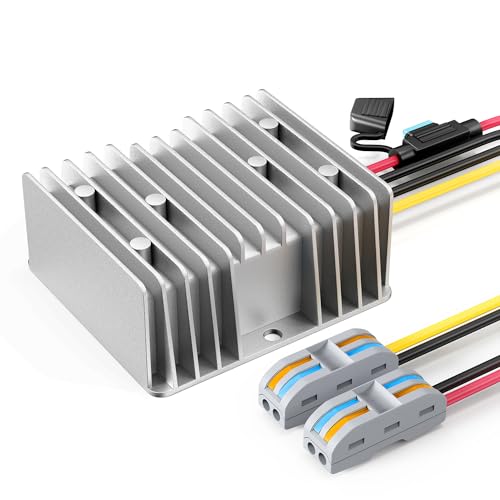 DC DC convertidor de 12V a 24V 10A 240W con Fusible y Conectores rápidos, convertidor de Voltaje 12V 24V para Carro de Golf Coche Ligero camión