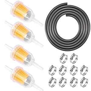 Filtre Essence Moto – Universel Filtre à Carburant 4 Pièces Moto Carburant Filtre 8mm + 3 M Ligne de Carburant + 10 Pièces Collier de Serrage pour Scooters de Moto, Tondeuses à Gazon, ​Moteur