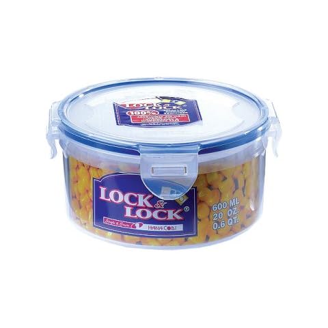Lock & Lock HPL933 Round Storage Container - Clear/Blue, 600 ml (Pack of 1) Cover