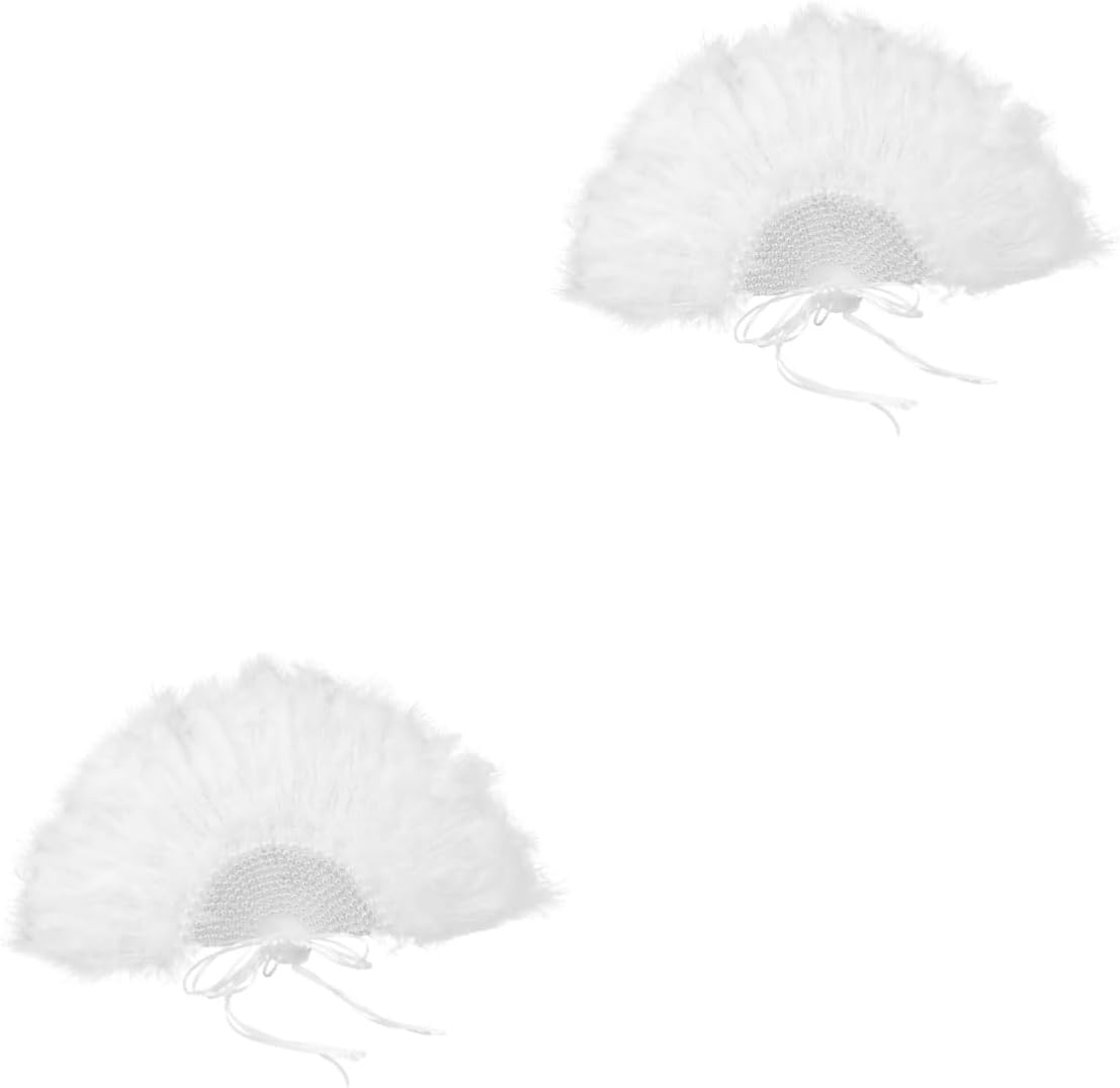 Ciieeo 2pcs Bridal Plume Fan Handheld Wedding Accessory Elegant for Stage Shows Unique Decorative Fan for Brides and Guests for Celebrations and Photography