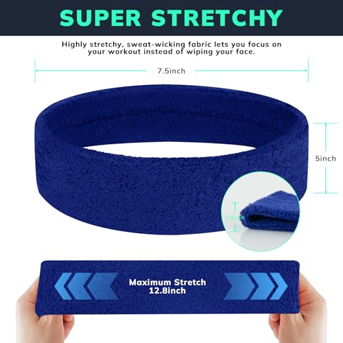 Image of Sweatbands Sports Headband for Men & Women - Terry Cloth Moisture-Wicking Sports Towel Headband for Tennis, Basketball, Running, Gym, and Fitness Working Out