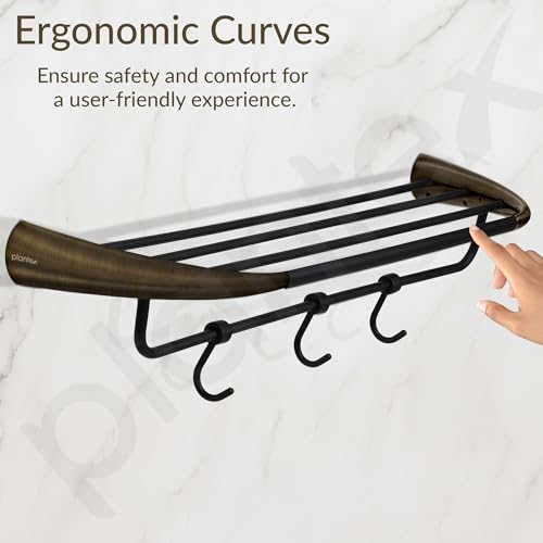 Image of Plantex Smero Pure Brass 24 inch Towel Rack for Bathroom /Towel Stand /Hanger /Towel Holder /Towel Bar /Bathroom Accessories - Contrive (Rich Antique)