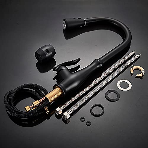 Ponceau d'évier mélangeur eau noir mat robinet pivotant cuisine - 7