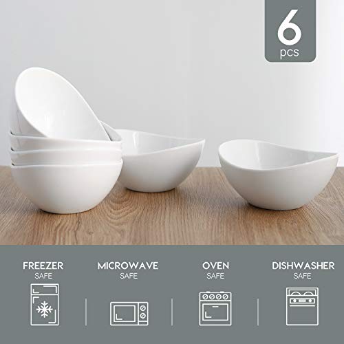 Samsle Porcelain Small Serving Bowls, 10 Ounce Dessert Bowls For Ice Cream Snacks Appetizer Candy Dishes, Dishwasher Safe Durable Ceramic White Bowl For Party, Set Of 6 #TOP2