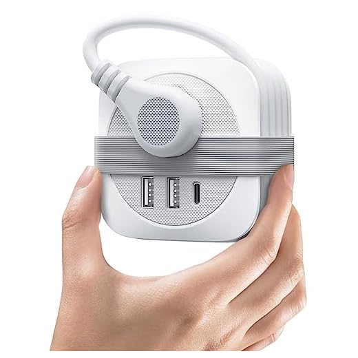 ORICO Travel Power Strip with USB C Ports, Extension Cord Flat Plug 3 USB Ports 2 Outlets 3.7 Ft Wrapped Around, Compact and Portable Travel Essentials Cruise Ship Accessories Must Haves, White