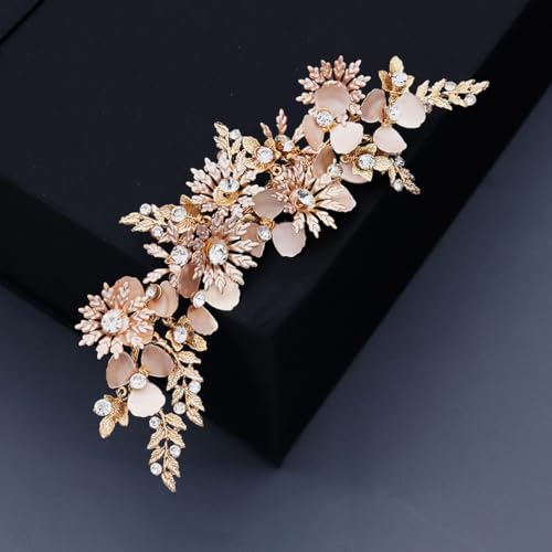Pinza lateral dorada de flores, accesorios de cabello para mujer 7