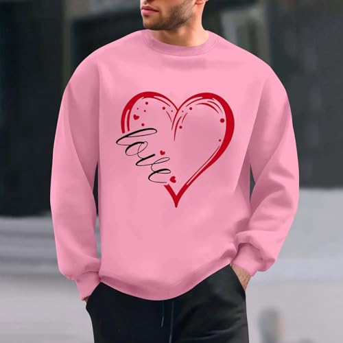 Holiday Tops for Men Funny Love Letter Print Heart Graphic Long Sleeve Valentines Day Sweatshirt Mens Valentine Shirt2