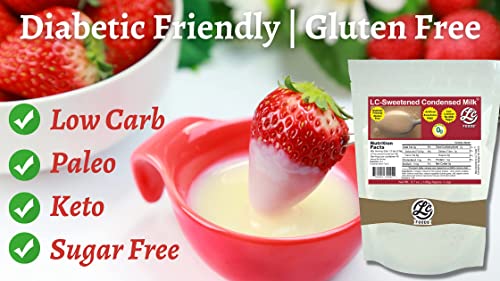 Low Carb Condensed Milk Mix (Sweetened) - LC Foods - All Natural - High Protein - Low Lactose - High Calcium - No Sugar - Diabetic Friendly - Low Carb Milk - 3.7 oz