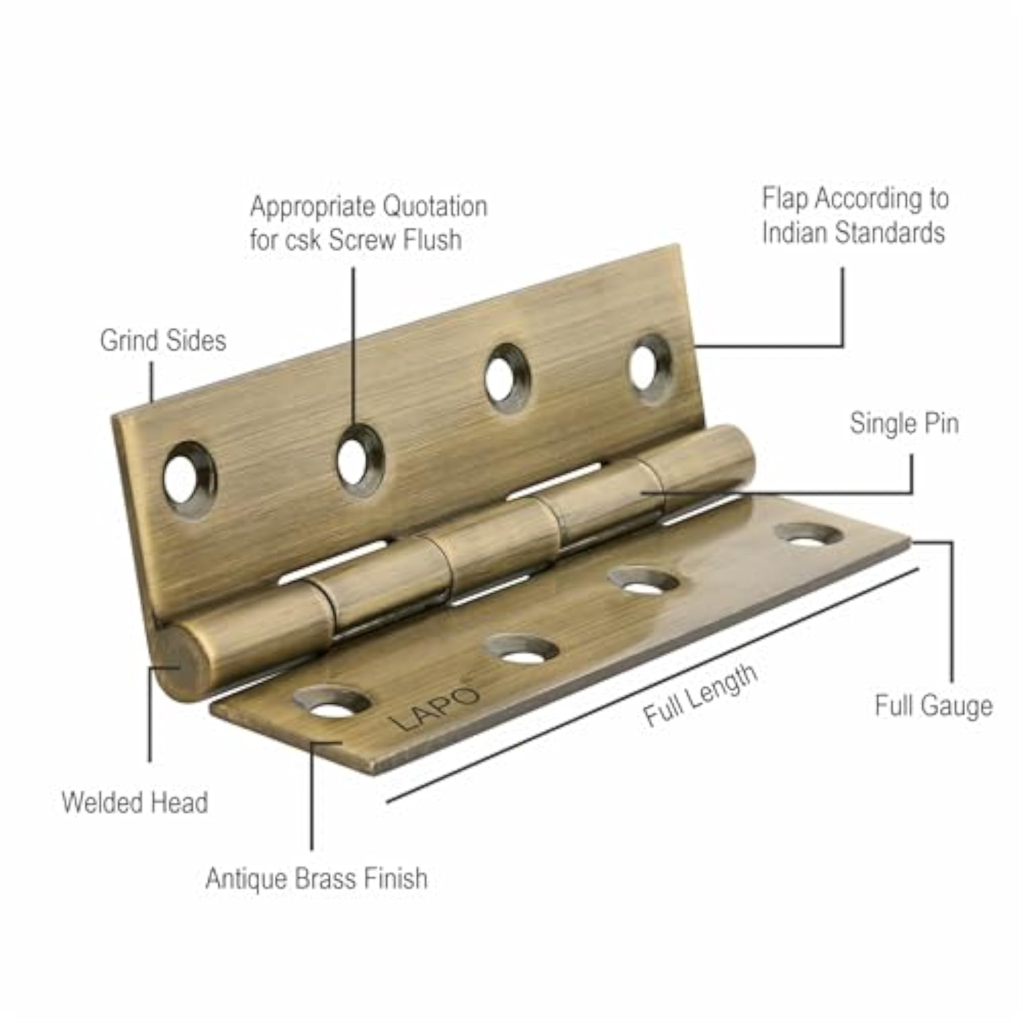 Door Butt Hinges Heavy-Duty Hinges for Wooden Doors
