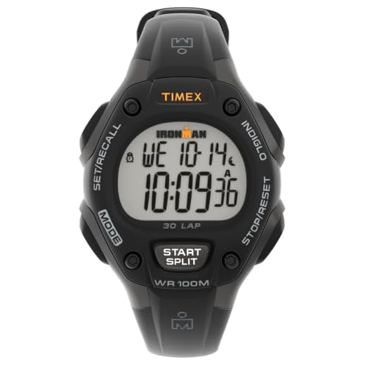 Timex Women's Ironman 30-Lap Digital Quartz Mid-Size Watch, Black/Gray - T5E961