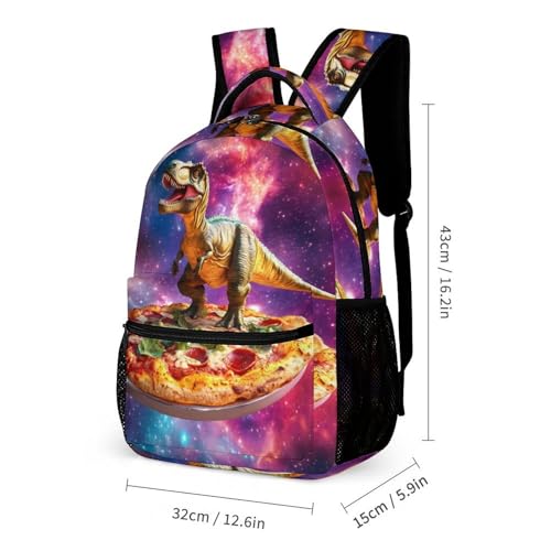 Dinosaur Standing on Pizza G-alaxy 3 PCS Backpack Set Casual Daypack with Insulated Lunch Bag & Pencil Case2