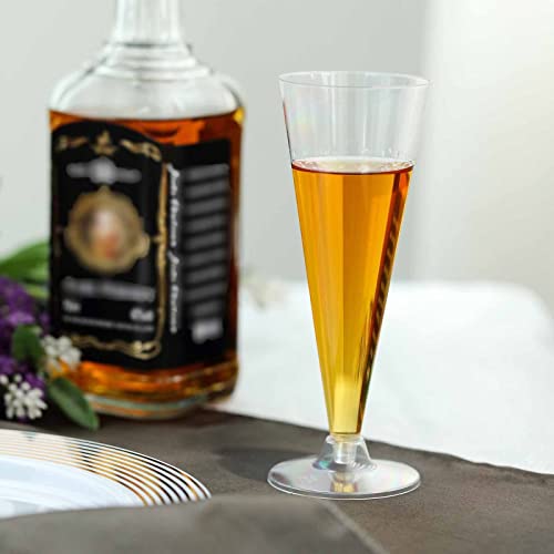 Efavormart Set Of 12-7Oz Clear Disposable Plastic Champagne Flutes - Trumpet Design - Detachable Base For Weddings, Birthdays, Parties, Receptions, Banquets, Baby Showers, Drinkware, Events #TOP1