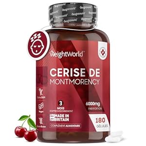 Cerise de Montmorency 6000mg par Jour (Extrait Puissant 50:1) – 180 Gélules Vegan (3 Mois) Absorption Rapide – Source de Vitamine C, Vitamine A, E, B6, Magnésium, Potassium – Testé En Laboratoire