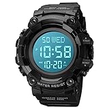 Herren Großes Zifferblatt Digital Sport Armbanduhr Multifunktion Militär Uhr LED Hintergrundbeleuchtung Wasserdicht Elektronische Uhr für Herren, Weiß