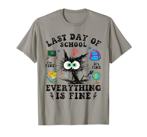 Last Day of School-End of School Year I Survived Funny Cat T-Shirt