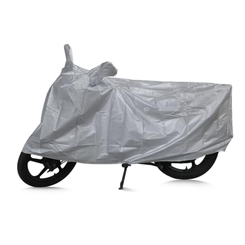 Image of TVS Racing Vehicle Cover with elastic - MC (Vehicle Cover) | Universal Bike Cover for TVS Two Wheelers| UV Protection and Dustproof| Elastic Fit |Silver