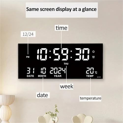 Reloj de pared digital grande de 14 pulgadas con calendario y alarma 4