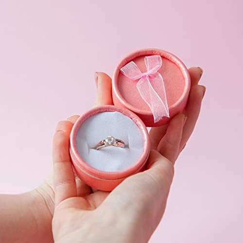 INHEMING 12Pcs Jewellery Ring Gift Boxes, Assorted Colour Cardboard Display Boxes with Bow & Velvet Insert,Mini Rings & Earring Case (6 Colours)