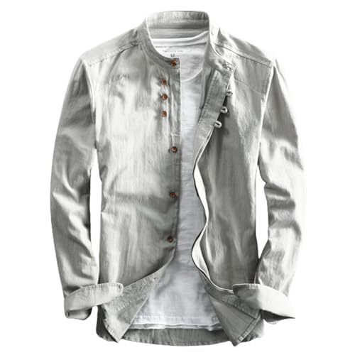 Chemise en lin homme style japonais NAKEAH pour soirées d'été blanc