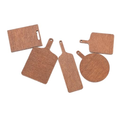 OFFSCH 5pcs Wooden Chopping Board Models for Doll House Kitchen Decor Realistic Kitchenware Toy Accessories for Scale Scenes