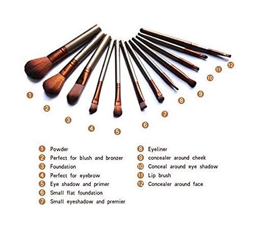 Image of SUNISA Makeup Brushes Kit with A Silver Storage Box - Set of 12