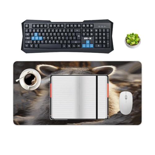 Cute Raccoon Desk Mat Non-Slip Large Mouse Pad miniatura 4