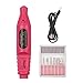Layhou Elektrische Nagelfräser Elektrisch Nagelfeile USB Maniküre Pediküre Set für Acryl Gele Kallus Entfernen 20000U/Min für Nagelstudio (1# Rosenrot)