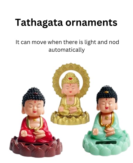 MAAGHI Plastic Solar Powered Moving Head and Hand Sitting Action Gautam Buddha Statue for Living Room | Car Dashboard | Home | Office Desk | Wealth & Prosperity, (8.5 * 8.5 * 12 Cm)(Green) 4