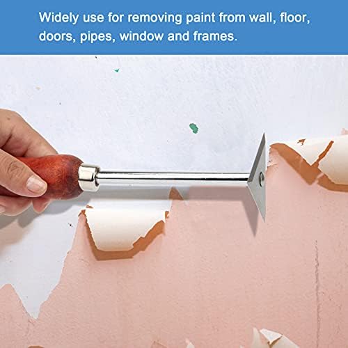 2 PCS Combination Paint Shave Hooks, Heavy Duty Stainless Steel Multi-Faceted Triangular Paint Scrapers with Wooden Round Handle