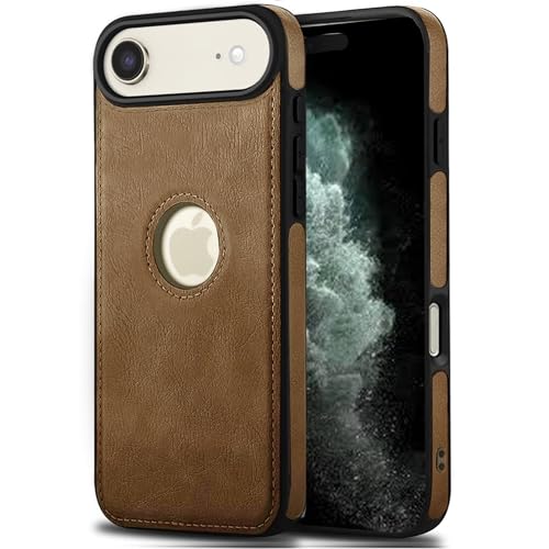 Image of Leather Case for Apple iPhone 17 Air Premium Protective Stylish Slim Cover with Shockproof Raised Edges Brown
