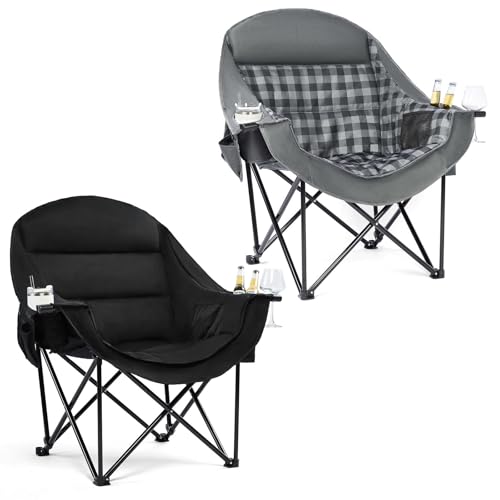 Image of Oversized Camping Chair for Adults 2 Pack - Heavy Duty Outdoor Padded Chair