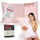 Federa Seta Cuscino 50x80 Certificata da Dermatologi per Pelle e Capelli | Federa in seta per capelli | Massima qualitá 6A, 22 momme | Silk pillowcase (Rosa chiaro - bordino Beige)