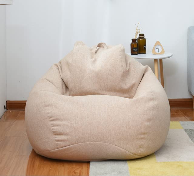Pouf Sans Remplissage - Tissu Lin | Rangement Jouets | Décoration Salon Extérieur
