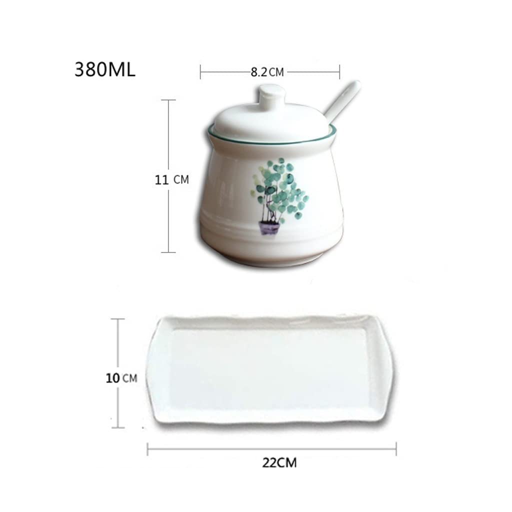Ceramiczny pojemnik na cukier Pudełko na przyprawy z pokrywką i łyżeczką Domowy pojemnik na przyprawy Puszka na przyprawy,Sos przyprawowy