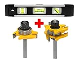 Royal Guard Expert Quality Woodworking Pack, 1/4 Inch Shank T Shape Router Bit Set, Wood Door Flooring 3 Teeth Adjustable, Spirit Level Measurment Tool