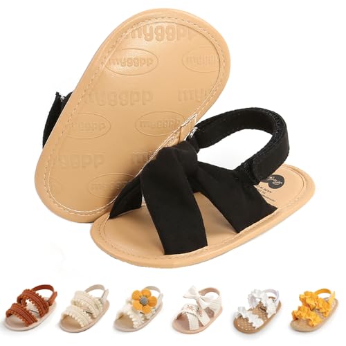 Image of Ohwawadi Baby Boys Girls Sandals Soft Sole Summer Infant Wedding Dress Flat Shoes Beach Sandal Newborn Crib Shoes First Walkers