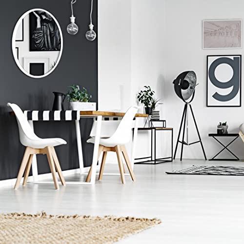 Image of Quality Glass Wall Mirror Metal Frame Round Wall Mirror Metal Frame for Bathroom, Living Room, Vanity Decorative Wall Mirror Wall Mounted (18X18 Inches) - White