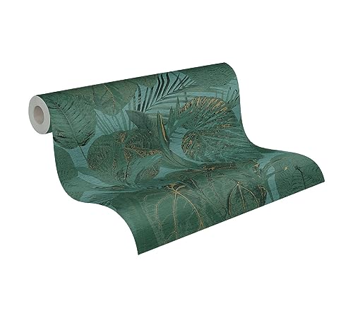 A.S. Création Dschungeltapete Petrol Grün Gold - Livingwalls Famous Garden 393553 - Vliestapete - 10,05 m x 0,53 m - Made in Germany
