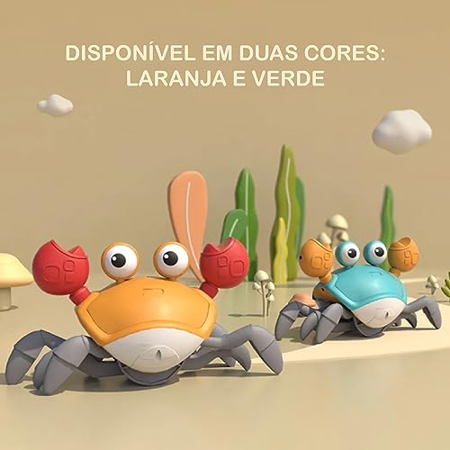 Pega Caranguejo - Brinquedo com Música, Que Anda e Evita Obstáculos - Movido a Pilhas (AA) (Verde!)