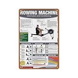 Vintage Metal Signs,Funny Rowing Machine Professional Gym Fitness(Male Edition) Poster Sign Wall Art Decor Plaque for Musical Man Cave Farmhouse Bar Pub Club Cafe Bathroom Movie Poster Tin Sign 8x12 I