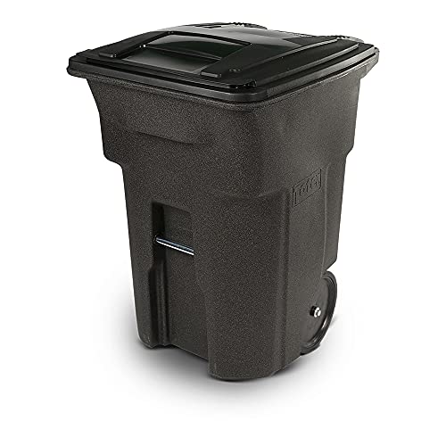 Toter 96 Gal. Trash Can Brownstone with Quiet Wheels and Lid