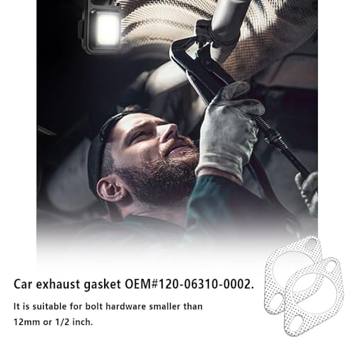 2PCS 2.5" Car Exhaust Gasket,2-Bolt Exhaust Manifold Gasket with High Temp Gasket Material,Perfect Replacement OEM#120-06310-0002 for Original Exhaust Flange Gasket Car Accessories - Image 5