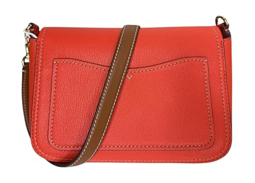 Tory Burch Women's Pebbled Leather Thea Flap Crossbody Shoulder Bag (Poppy Red)4