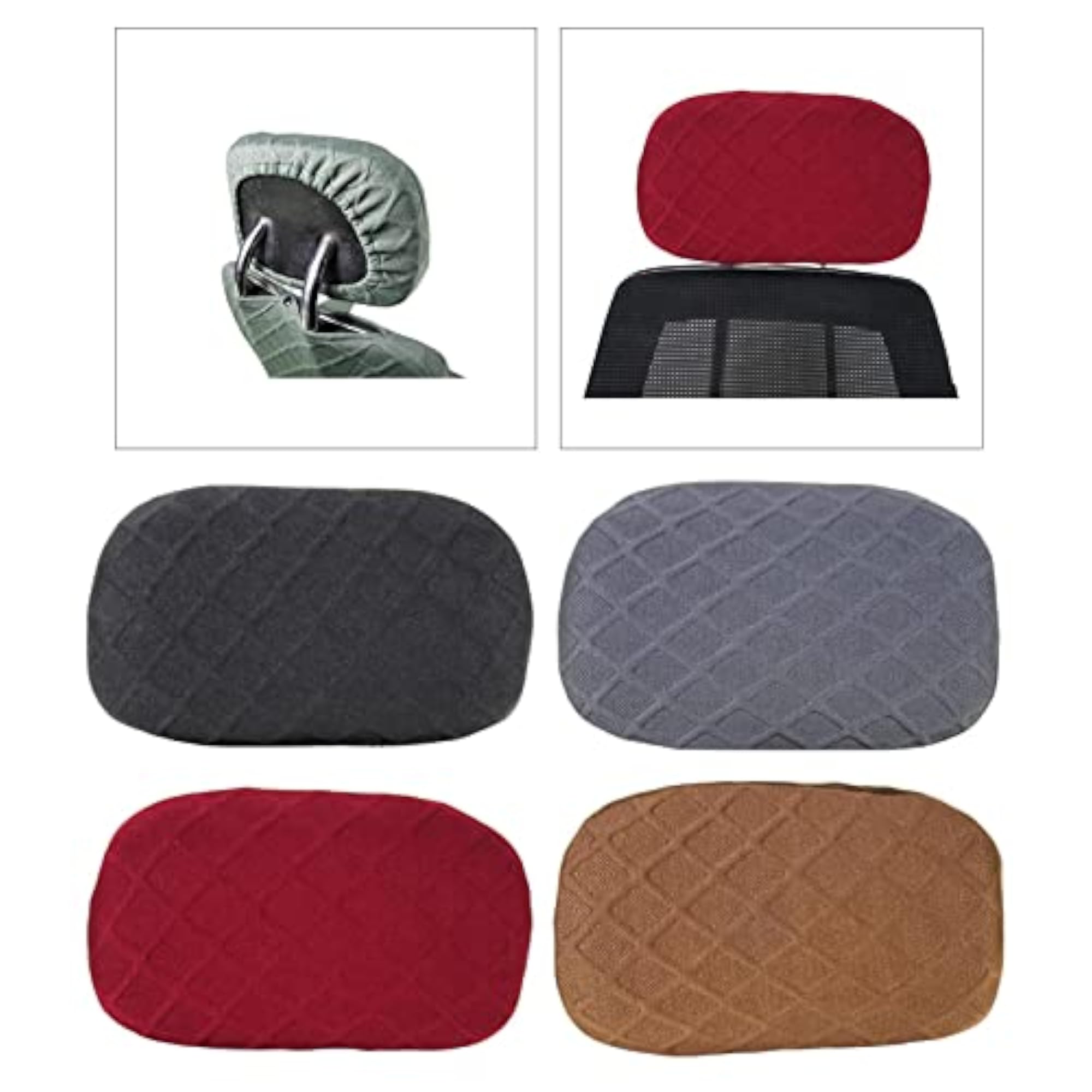 3x Polyester Office Chair Head Pillow Covers
