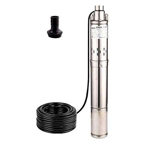 SHYLIYU Submersible Deep Well Pump 3Inch OD Pipe Electric Submersible Rotary Bore Pump 1" Outlet 0.75KW 1HP 220V/60Hz Stainless Steel Submersible Screw Water Pumps for Industrial and Home Use Cover