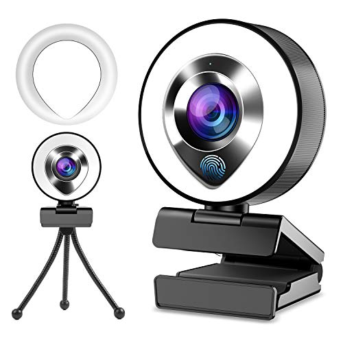 2021 FHD 1080P Webcam with Microphone&Ring Light, Shinmax Streaming Webcam Plug&Play Web Camera Autofocus Adjustable Brightness Privacy Protection USB Webcam for PC Desktop Laptop MAC Zoom Skype Game