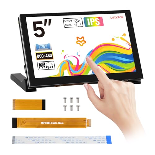 Image of KLAYERS LUCKFOX DSI Display for Pi 5 /4B /CM4 /CM3 Support 3D Printing, Capacitive Touch 800x480, Toughened Glass LCD Panel for Raspberry Pi 5