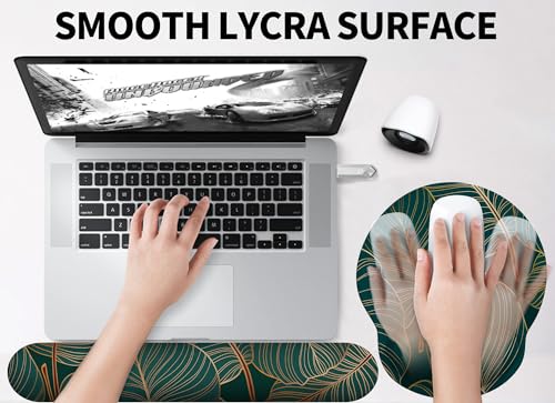 Image of eulps Mouse Pad Wrist Support, Ergonomic Memory Foam Keyboard Wrist Pad & Gel Wrist Rest Set for Computer Keyboard for Easy Typing & Pain Relief for Office & Home (Tropical Plants Set)