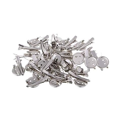 Fenggtonqii Brooch Hair Clip Cabochon Base Tray 23mm Diameter Hairclip Blank Settings Dual Pin Prong Needle Pack of 50 Cover