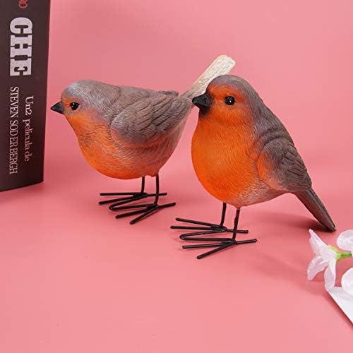 Garneck Set of 2 Robins Figurines - Resin Birds Garden Ornaments Realistic Robins Statues, Intricate Detailed Garden Decor Statue for Easter Christmas Decoration Indoor Outdoor
